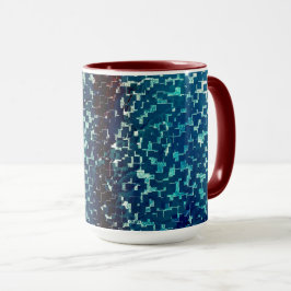 Caneca Estilo de mosaico azul neon sobre vidro martelado 