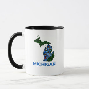 Caneca Estilo de Tatuagem Contorno de Michigan