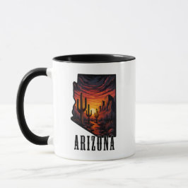 Caneca Estilo de Tatuagem do Estado da arizona Deserto Su