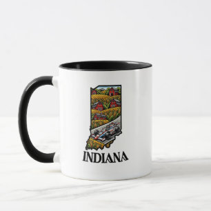 Caneca Estilo de Tatuagem do Estado de Indiana: Campos de