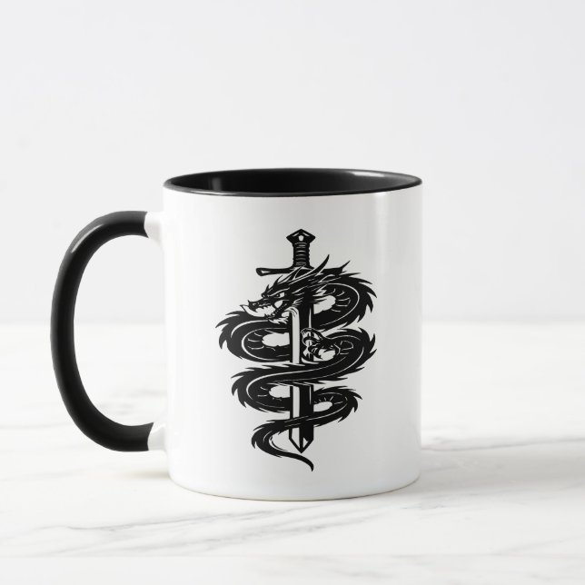 Caneca Estilo de Tatuagem Espada Envolta por Dragão (Esquerda)