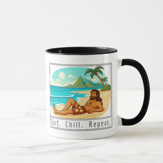 Caneca Estilo de vida: Surfar. Relaxar. Repetir. (Direita)