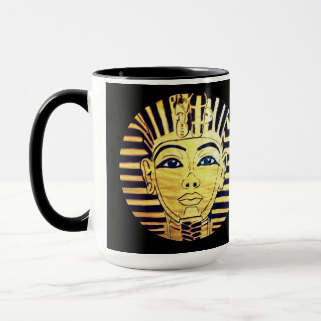 Caneca Estilo egípcio Black and Dourado Pharaoh Coffee Mu (Esquerda)