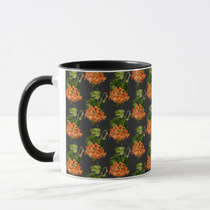 Caneca Estilo Flor Botânico Preto William Morris 