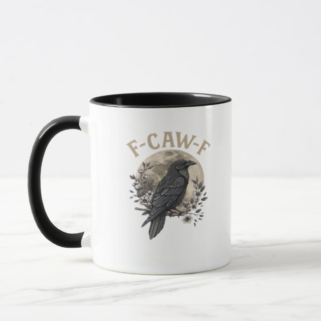 Caneca Estilo Gráfico Divertido de Ave F Caw F Raven (Esquerda)
