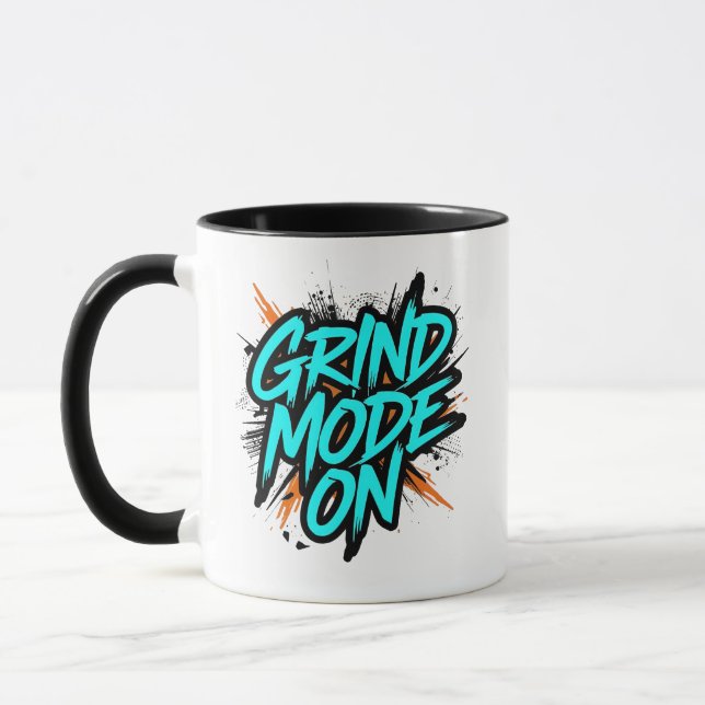 Caneca Estilo Grafite Azul "Modo Moedor Ligado" (Esquerda)