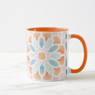 Caneca Estilo marroquino no estilo azul e laranja 2