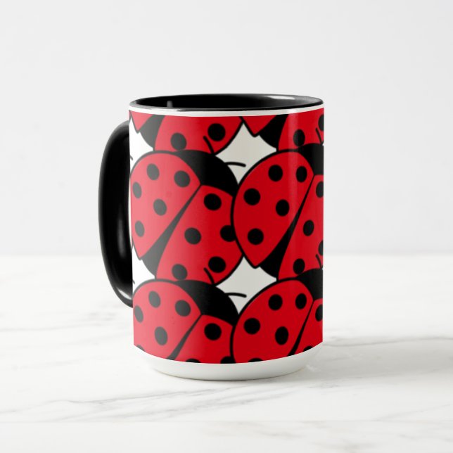 Caneca Estilo preto vermelho Ladybug legante (Frente Esquerda)