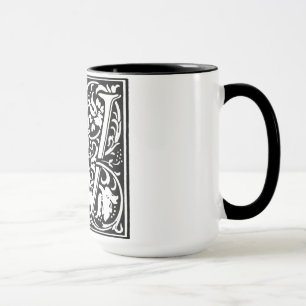 Caneca Estilo Renascentista Alfabeto Letra W em Mug