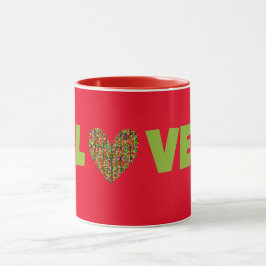 Caneca Estilo Retro AMOR e Copo de Canas Cardíacas