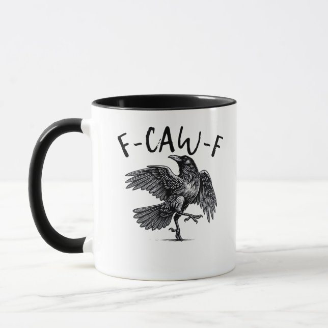 Caneca Estilo Retro Clássico F Caw F Corvo (Esquerda)