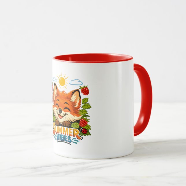 Caneca Estilo verão com um desenho de raposa (Frente Esquerda)