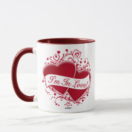Caneca Estou apaixonado! Corações Vermelhos