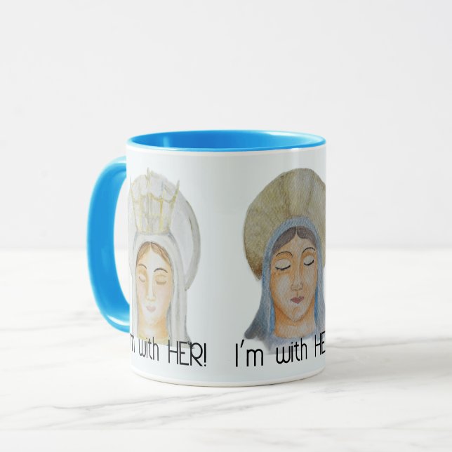 Caneca Estou com ela - abençoada Mary Blue Mug (Frente Esquerda)