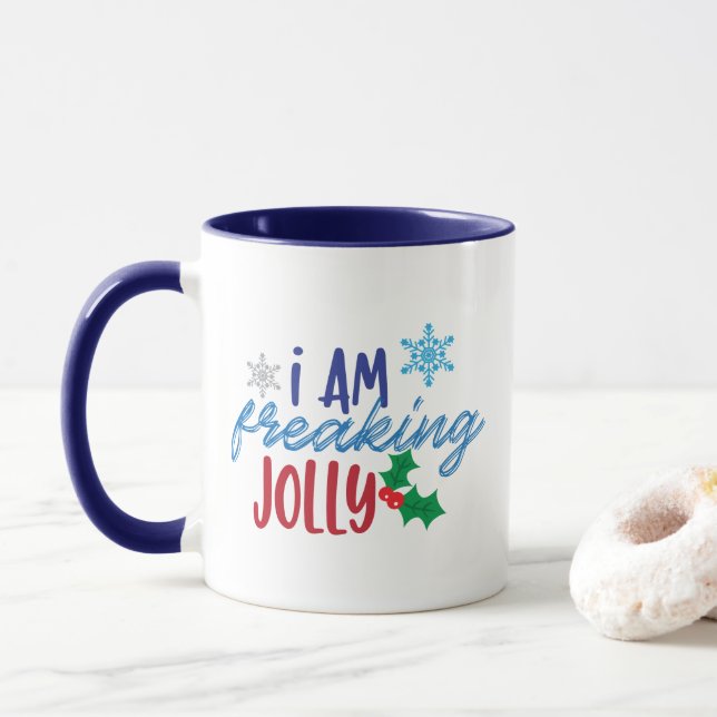 Caneca Estou Loucamente Alegre, Espírito Natalino Alegre (Com Donut)