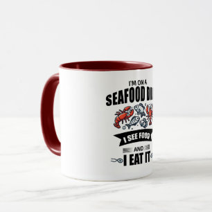 Caneca Estou numa Dieta de Frutos do Mar Eu Vejo Comida e