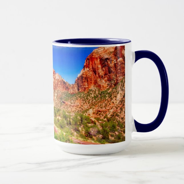 Caneca Estrada Através Do Parque Nacional De Zion (Direita)
