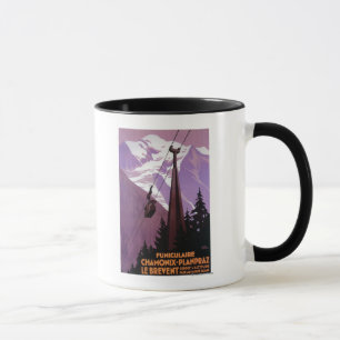 Caneca Estrada de ferro de funicular a Brevent Mt.