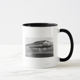 Caneca Estrada de ferro limitada da luz do dia sobre