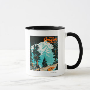 Caneca Estradas de Oregon que anunciam o poster