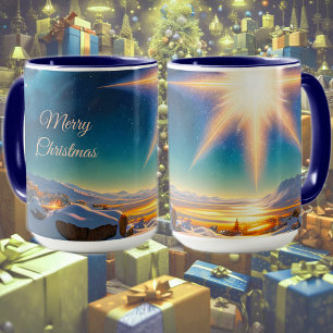 Caneca Estrela de Natal, encantadora paisagem de inverno