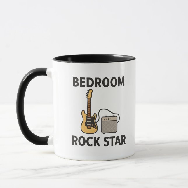 Caneca Estrela do Rock de Quarto Design de Guitarra e Amp (Esquerda)