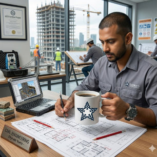 Caneca Estrela Geométrica Azul Moderna Personalizada