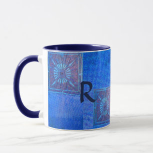 Caneca ESTRELA Pawnee Native American, Monograma Azul