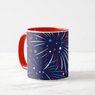 Caneca Estrelas azuis brancas vermelhas dos