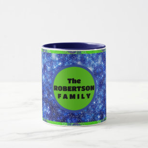 Caneca Estrelas Azuis e Verdes