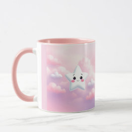 Caneca Estrelas bonitas Nuvens Rosa Combo Mug