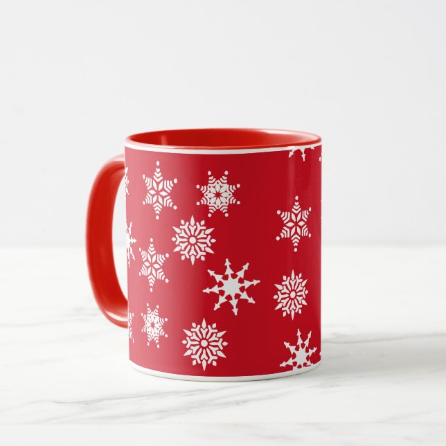Caneca Estrelas de Festivos Vermelho e Neve Branca (Frente Esquerda)
