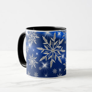Caneca Estrelas de Natal azuis com cristal de gelo branco