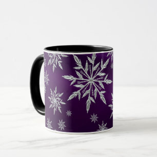 Caneca Estrelas de Natal roxas com cristal de gelo branco