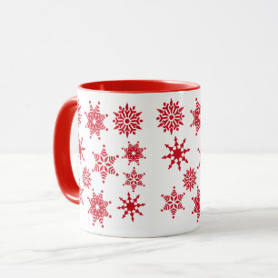 Caneca Estrelas de Neves Vermelhas Brancas Festivas de Na