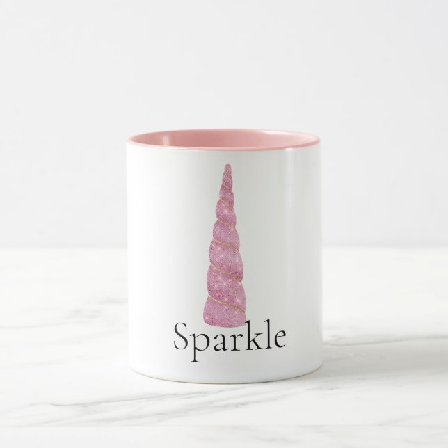 Caneca Estrelas de Vidro Dourado Rosa Sparkle Unicorn (Centro)