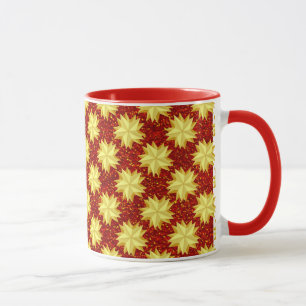 Caneca Estrelas Douradas e Brilhos Vermelhos