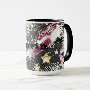 Caneca estrelas Douradas grunge abstrato na moda