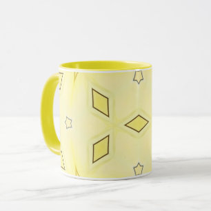 Caneca Estrelas e Diamantes castanhos amarelos e escuros
