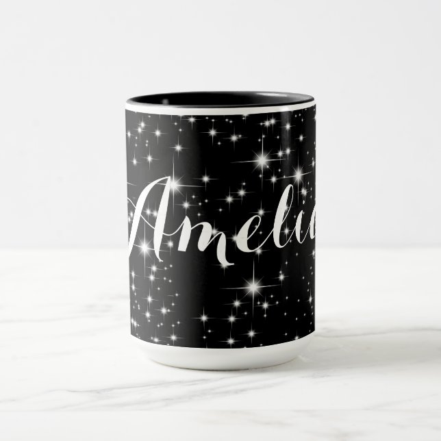 Caneca Estrelas Grelhas em Preto (Centro)