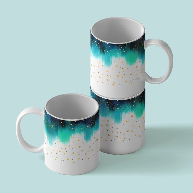 Caneca Estrelas pintadas à mão abstrato (Criador carregado)