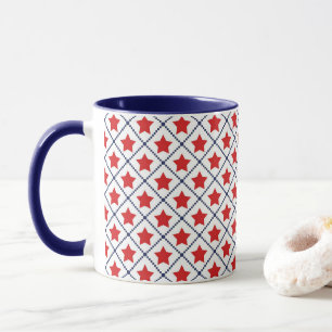 Caneca Estrelas vermelhas linhas pontilhadas
