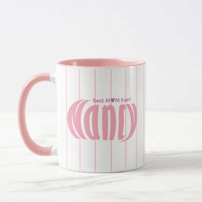 Caneca Estrias de Rosas claro de "Nancy" Personalizadas,  (Esquerda)