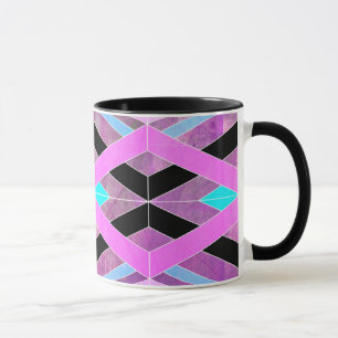 Caneca Estrias Geométricas de Pia Rosa Púrpura e Aqua