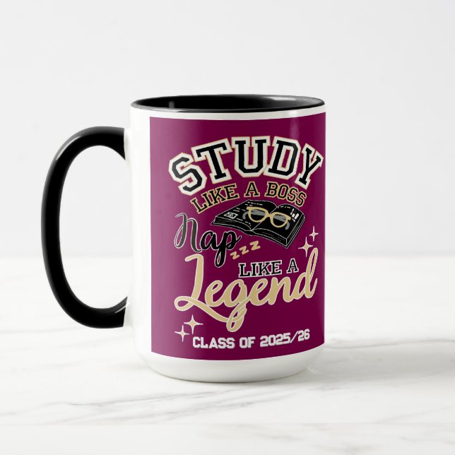 Caneca Estudar Como um Chefe, Dormir Como uma Lenda, Pres (Esquerda)