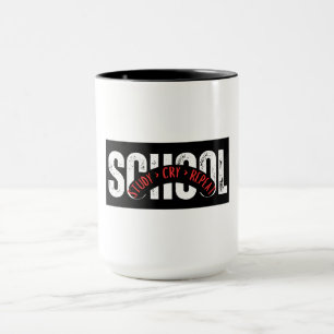 Caneca estudo > chorar > repetir - Engraçado Estudante Te