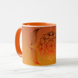 Caneca Ethereal Embers – Arte Floral Vermelha e Laranja