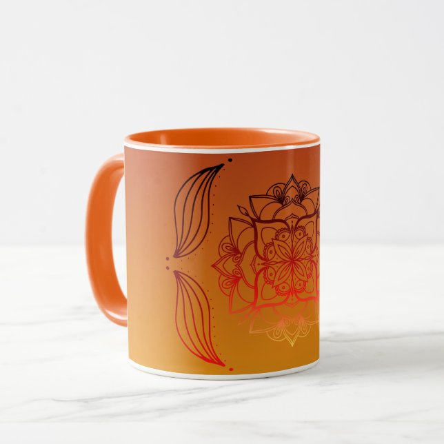 Caneca Ethereal Embers – Red & Orange Floral Artwork (Frente Esquerda)