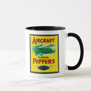 Caneca Etiqueta da pimenta dos aviões