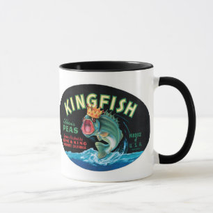 Caneca Etiqueta das ervilhas do Kingfish do vintage -